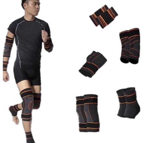 10pcs Sports Safety Elbow Wrist Palm Knee Ankle Pads Full Body Elastic Brace Support For Running Basketball Volleyball Tennis