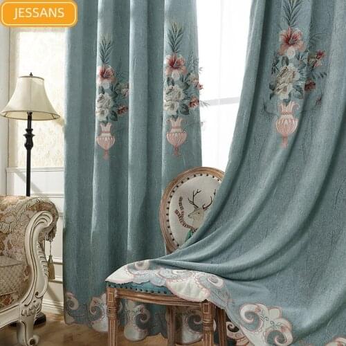 New Chinese Embroidered Curtains for Bedroom Chenille Window Curtain for Living Room Lighting Valance Curtain Fabric