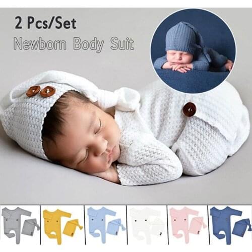 Newborn Baby Photography Prop Footed Romper Button Overalls Hat Set Soft Blanket Dress Up For kids Boys Girls Photo Costume#L
