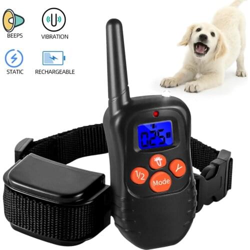 Electric LCD Dog Training Collar 300M Pet Remote Control Backlit Display Waterproof and Rechargeable Vibration 998DR 40 OFF