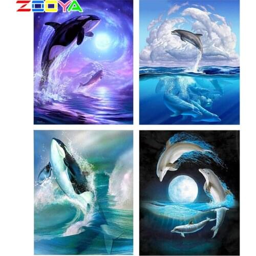 Full Square/Round 5D Diamond Painting Animal Sea Whale New 3D Shaped Diamond Embroidery Diamond Mosaic Art Home Decoration Lx55