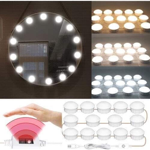 Dimmable Sensor Mirror Lamp USB LED Mirror Light Professional Hollywood Dressing Table Makeup Light For Bathroom Vanity Light
