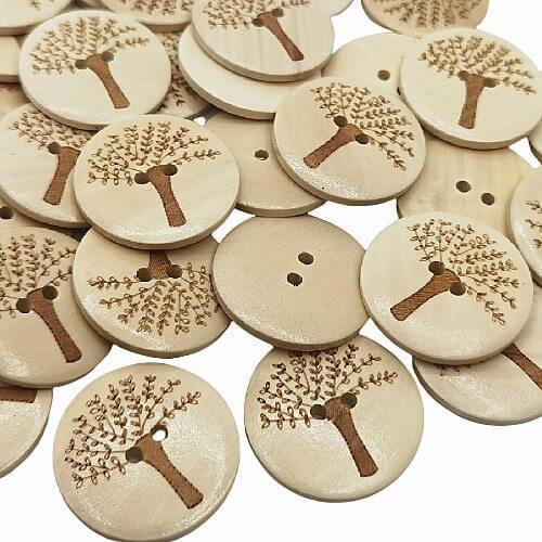 30Pcs/Pack 30mm Raw wood circular laser marking tree buttons Clothing Accessoriesfor Wedding Decor Sewing Accessories