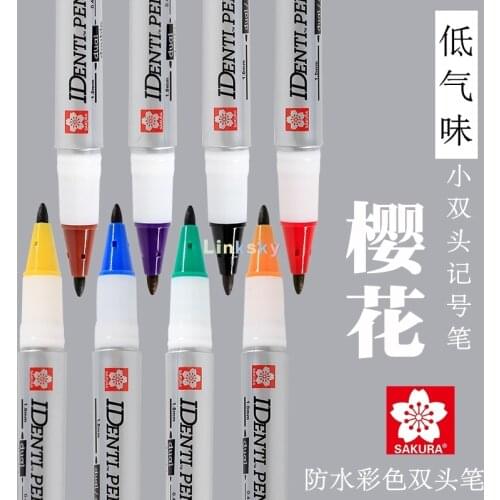 Sakura Identi-Pen Permanent Marker , Assorted in 8 Colors,Dual Points,a Fine Fiber Point and An Extra Fine Plastic Point