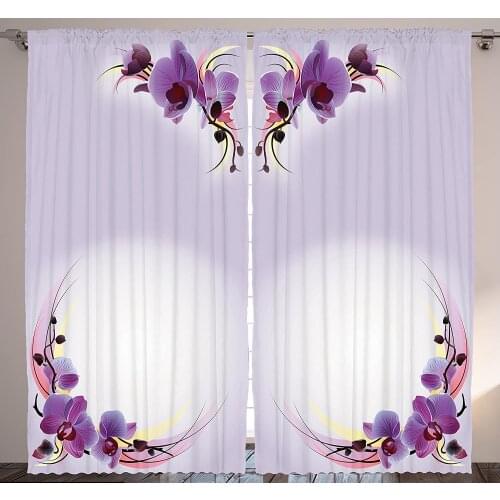 Purple Flower Theme Window Curtain Home Bedroom Decor Curtains for Living Room Christmas Living Room Curtains