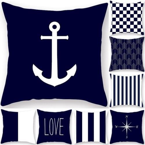 Blue Stripe Nordic Style Pillow Case Anchor Geometric Pillowcase Home Car Decorative Custom Cushions Cover