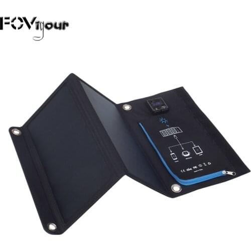 FOVigour Dual USB Port Folding Solar Panel Sunpower Charger 15W Foldable Solar Bag For Mobile Phones