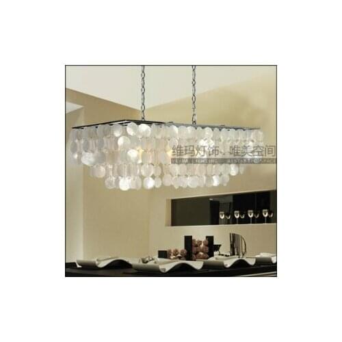 Modern minimalist rectangular garden natural shell pendant light dining-room living room bar hanging lighting light lamp