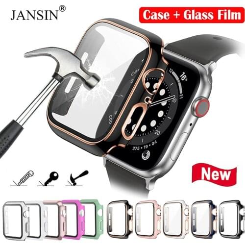 Glass+Cover For Apple Watch Case 42mm 38mm Screen Protector bumper Case For iWatch 44mm 40mm SE 6 5 4 3 2 1 Tempered Glass Case
