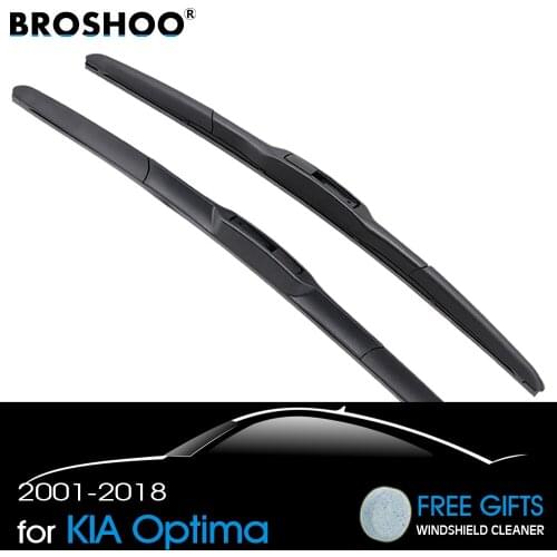 BROSHOO Car Clean The Windshield Wipers Blade Natural Rubber For KIA Optima Model Year From 2001 To 2018 Fit Standard Hook Arm