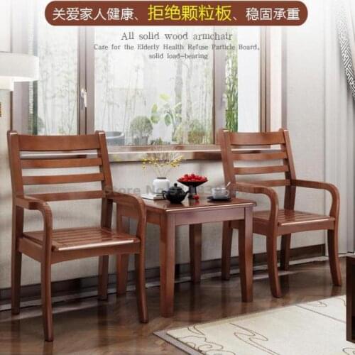 Solid wood chair home elderly chair bedroom computer chair with armrest back chair office chair Chinese study mahjong chair