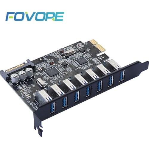 SuperSpeed USB 3.0 7 Port PCI-E Express card with a 15pin SATA Power Connector USB 3 PCIE Adapter VL805 and VL812 chipsets