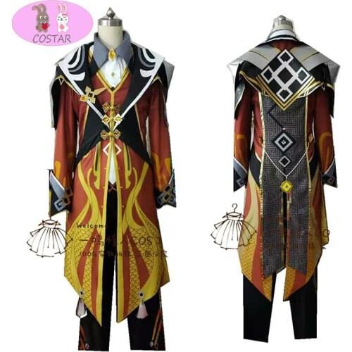 [Customize] Anime Genshin Impact Zhongli Game Suit Uniform Zhong Li Cosplay Costume Halloween Party Outfit For Men NEW