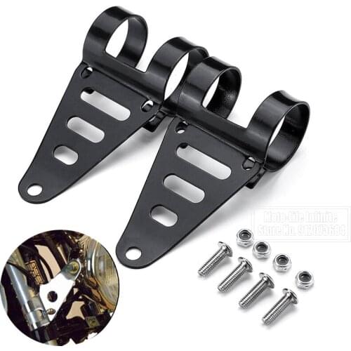 For Motorcycle Chopper Cafe Racer Universal Autocycle Motorbike Headlight Mount Bracket Black Fork Headlight Mount Brackets