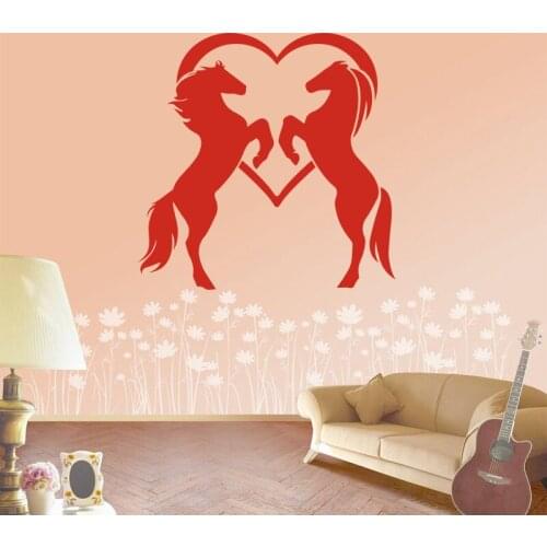 Horse In Love Pattern Vinyl Mural Art Decal Wall Stickers for Living Room Wall Decor Wallpaper House Decoration Poster
