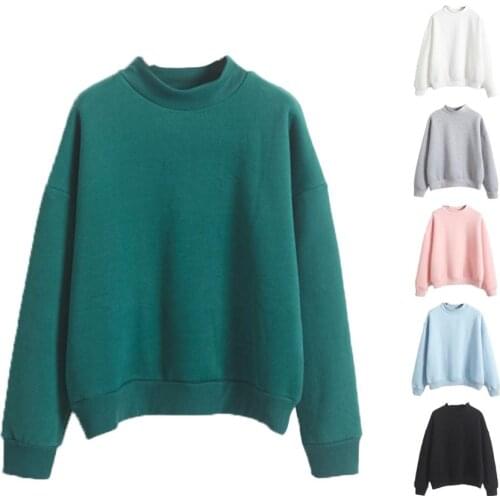 Women Autumn Winter Long Sleeve O Neck Warm Blouse Hoodie Thick Plush Sweatshirt