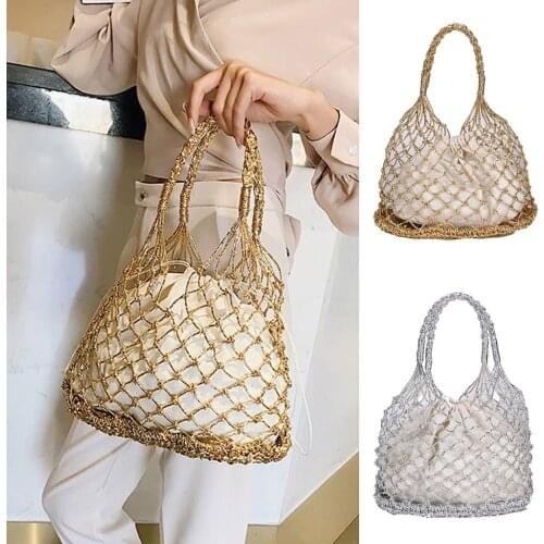 Women Bag Fashion Retro Weave Hollow Out Bucket Travel Beach Handle taschen women bolsa masculina sac femme malas de senhora