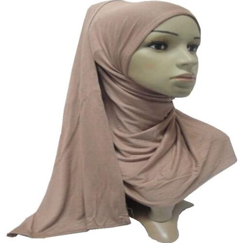 2pcs Mercerized Cotton Womens Arab Muslim Long Scarf 170*70cm One Round Instant Hijab