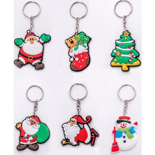 1PC Cartoon Santa Key Rings Christmas Tree Hanging Pendant Keyring Ornament Key Chain For Family Friend Christmas Decoration