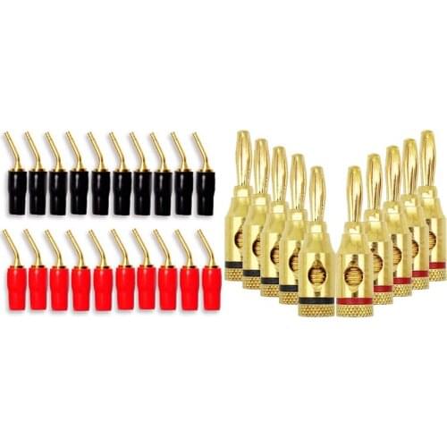 10-Pair 2mm Banana Plug Pin Screw Type, Audio Speaker Cable Connector & 5 Pairs Banana Plugs,Connectors, Open Screw Type