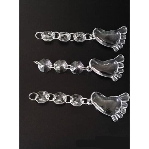 12pcs 3 Octagonal BABY FEET CLEAR CRYSTAL FRENCH PRISMS CHANDELIER LAMP BABY SHOWER PARTY DECORATIONS CHAIN Centerpiece SUPPLIES