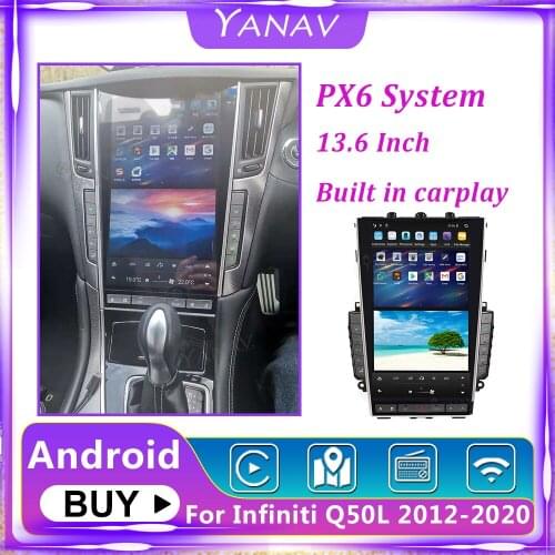 2 Din Android 13.6 Inch Tesla Multimedia Head Unit For Infiniti Q50 Q50L Q60 2012-2020 RHD Auto PX6 GPS Navigation HD Screen