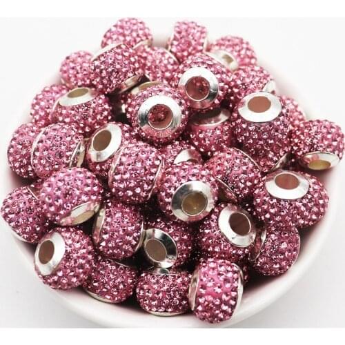 20Pcs Large Hole Crystal European Murano Spacer Beads Fit Pandora Charm Bracelet for DIY Jewelry Making Women Hair Accessories