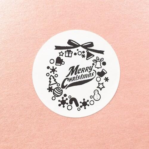 3.5cm White Paper Merry Christmas Stickers DIY Gift Label Sticker Packing Labels Gift Box/Bags Sealing Gift Stickers