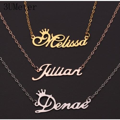 3UMeter 2020 New Personalized Custom Name Necklace Letters Stainless Steel Letter Pendant Necklace Gift Drop Shipping