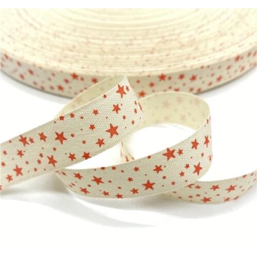 5Yards 15mm Cotton Ribbon Printed Cotton Ribbons For Wedding Christmas Decoration DIY Sewing Fabric #26