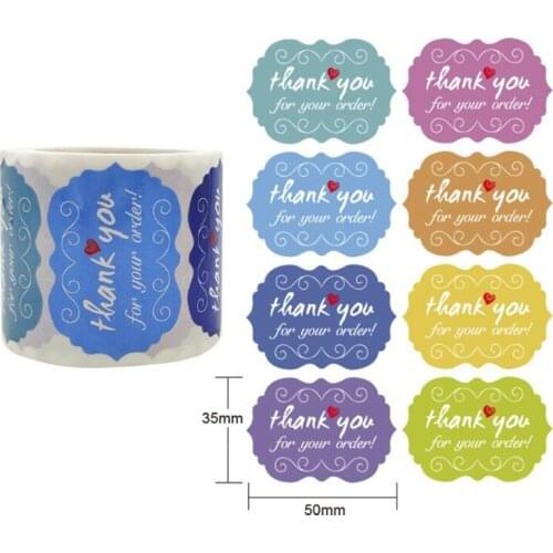 50PCS Adhesive Label Seal Irregular Thank You Stickers Thank You for Your Order Decoration Scrapbook Sticker Stationery Supply