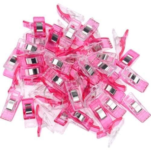 50 PCS Clear Sewing Craft Quilt Binding Plastic Clips Clamps Pack high quality Hot Pink 2.7*1*1.5cm