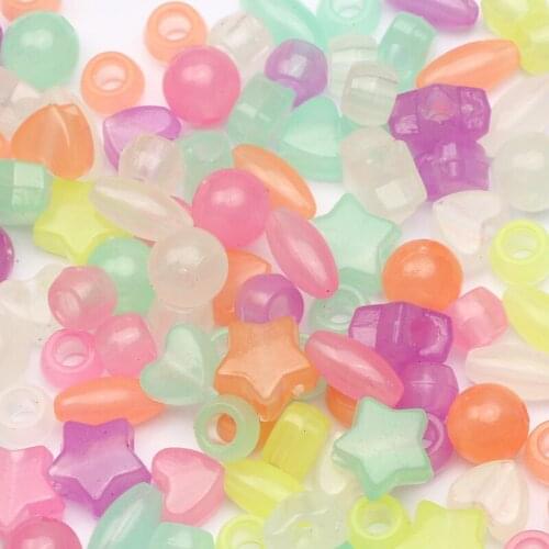 6-13mm 50/100pcs Random Mixed Transparent Colorful Luminous Acrylic Beads Loose Spacer Beads For Jewelry Making DIY Accessories