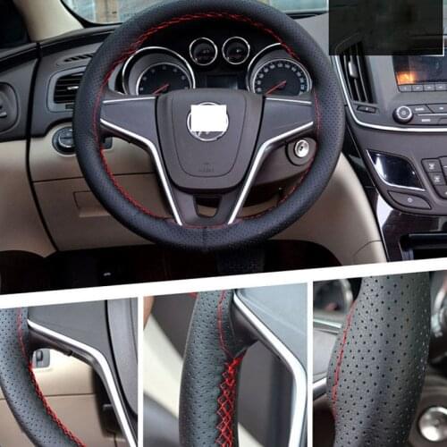 Car Steering Wheel Cover 38cm Hand Stitched DIY Microfiber Wheel Cover of Car With Needle and Thread Interior Accessories