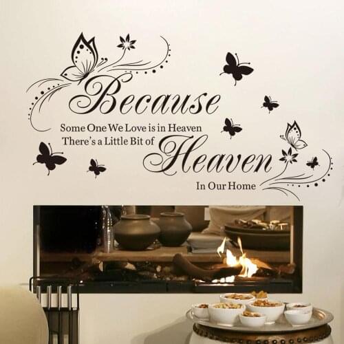 Art English Because butterflies Wall sticker Inspirational wallpaper Bedroom living room background decoration home stickers