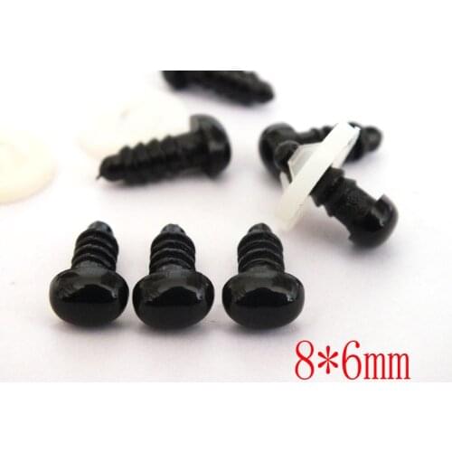 Free Shipping!!50pcs/lot black toy animal 8*6mm oval plastic noses with washers for doll plush bear accessories