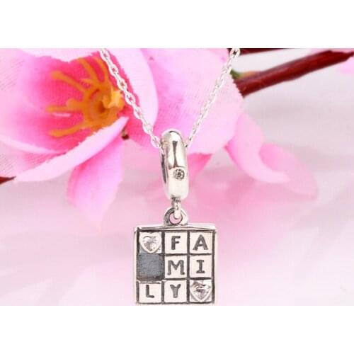 Bewill 925 Silver Pendant Fashion New Family Game Night Straight Charm String Decoration