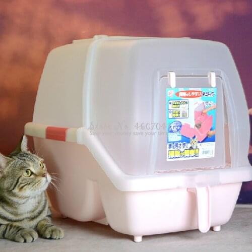 Big Double-layer Cat Litter Box Fully Enclosed Cat Toilet with Grid Cat Nest Anti-splash Extra Large Pet Supplies