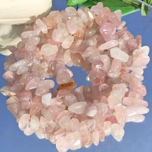 5-8mm Natural Irregular Gravel Beads Pink Crystal Stone Freeform Chips Beads For Jewelry Making DIY Bracelet Necklace 33“inches