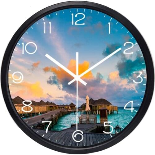 Southeast Asian Tourist Destination Seaside Landscap Wall Clock Real Picture Design Wall Clock Originality Quiet Clock