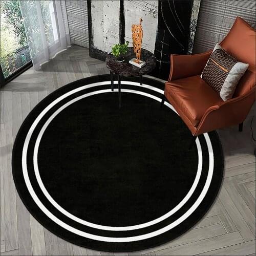 Black color living room carpet kitchen round carpet room carpet black white striped anti allergic high quality Free Shipping