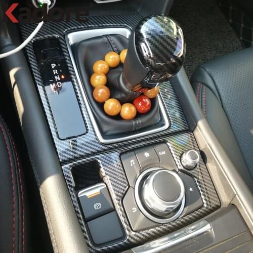 For Mazda 3 M3 Axela 2017 2018 ABS Carbon Fiber Gear Shift Panel Cover Car Decoration Trim Interior Accessories Car Styling