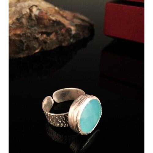 Dr Stone Natural Stone Women 'S Agate Stone Silver Plated Ring XKRB6 372884483