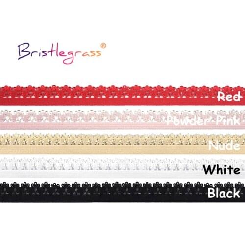 BRISTLEGRASS Combo 5 Yard 1/2" 13mm Crown Picot Frilly Decorative Lace Trim Elastics Spandex Band Tapes Headband Lingerie Sewing