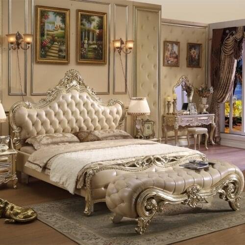 European double bed luxury wedding bed carved bed neoclassical American Princess Bed solid wood Prince bed