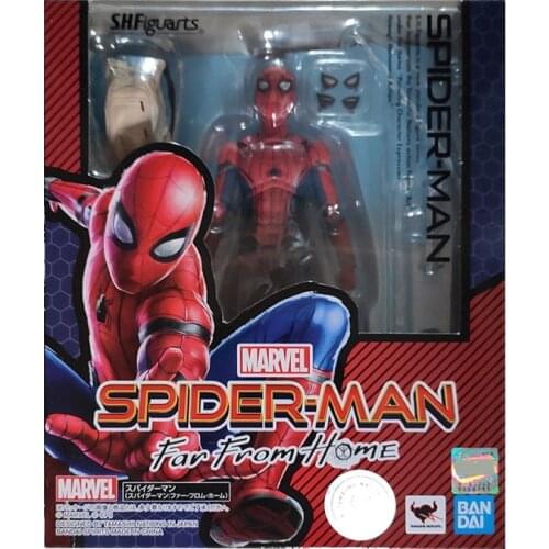 BANDAI S.H.Figuarts Spiderman MARVEL Avengers Spider-Man2: Far From Home Included Backpack Action Figure Movable Model Kids Toys
