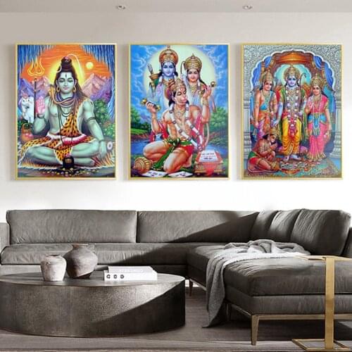 Indian Religion Shri Lakshmi Devi Saraswati Devi Ganesh Canvas Art Paintings Prints Living Room Home Decor Wall Art Posters Artw