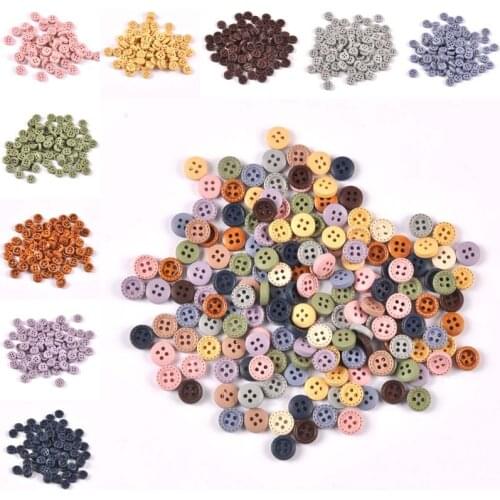 Ins Hot Morandi Color Round Sewing Wooden Buttons 4 Hole Garment Sewing Accessories DIY Scrapbooking Craft 10mm 100pcs