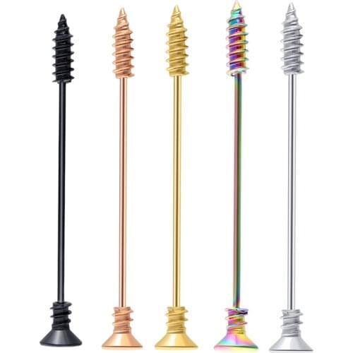 JUNLOWPY Surgical Steel 16 gauge Industrial Barbell Rings Screw Wholesale Ear Piercing Body Jewelry Cartilage Scaffold Earring