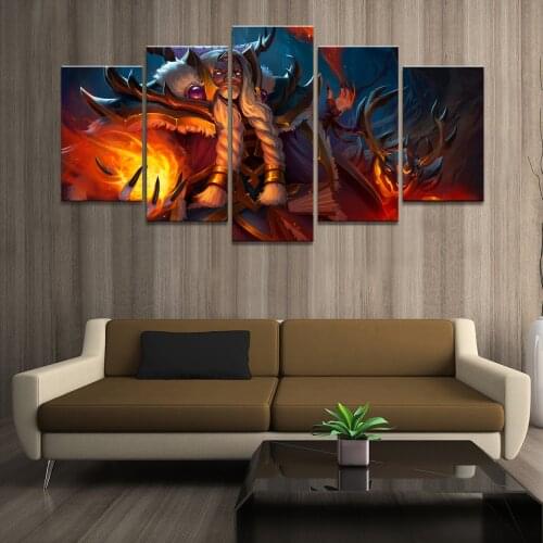 5 Piece HD Picture DOTA 2 Game Poster Wall Sticker Paintings Artwork Canvas Art for Home Decor Wall Art